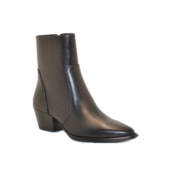 TRONCHETTO A PUNTA CON TACCO E ZIP LATERALE IN PELLE NERO